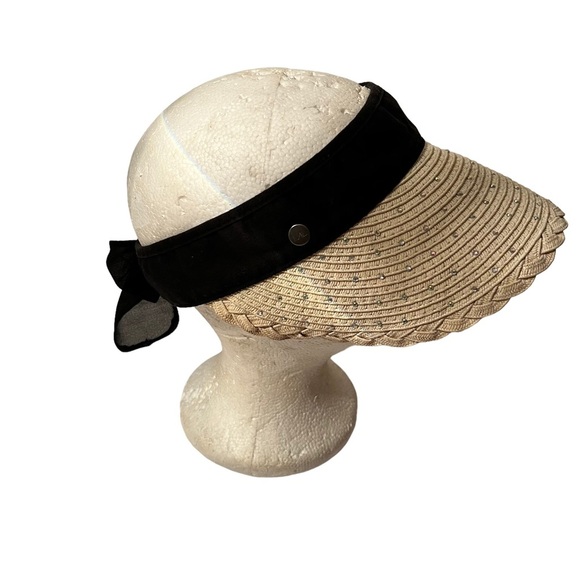 Maggie Lane Adjustable Hat Visor Sequins with Black Bow - Picture 4 of 8